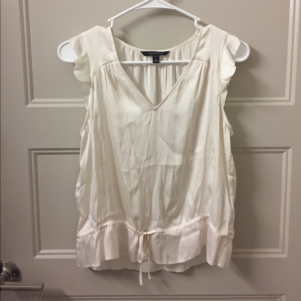 Silk ruffle sleeve top